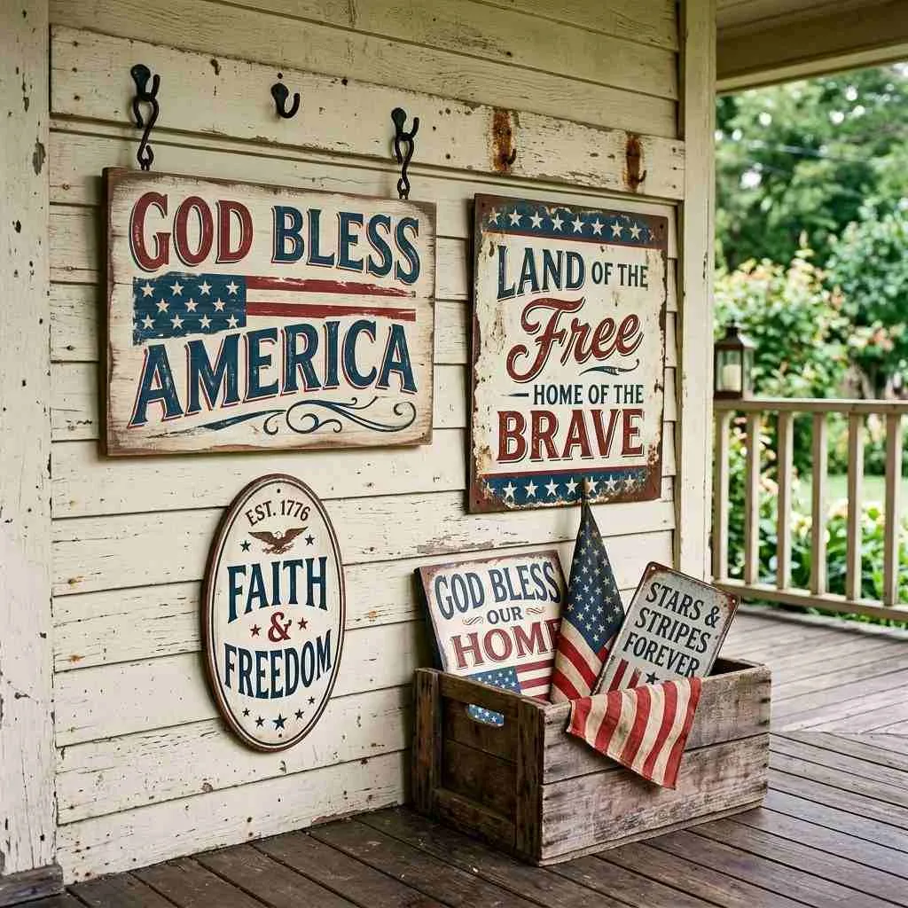 16 Easy 4th of July Porch Ideas to Celebrate in Style 17 Vintage Americana Signage