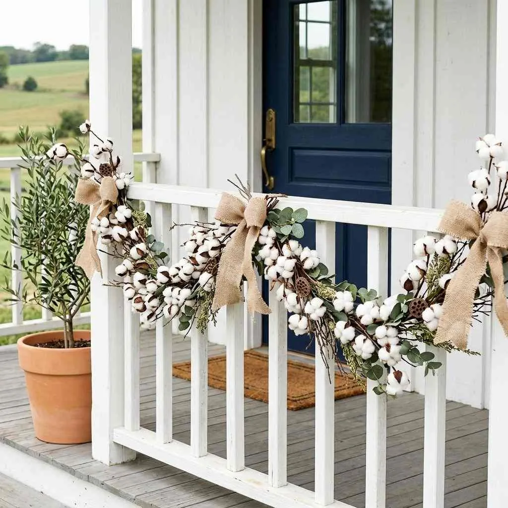 Cotton Stem Farmhouse Garland