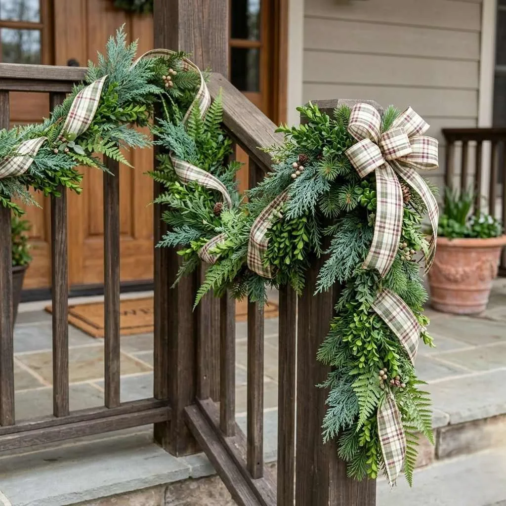 Mixed Greenery and Ribbon Garland