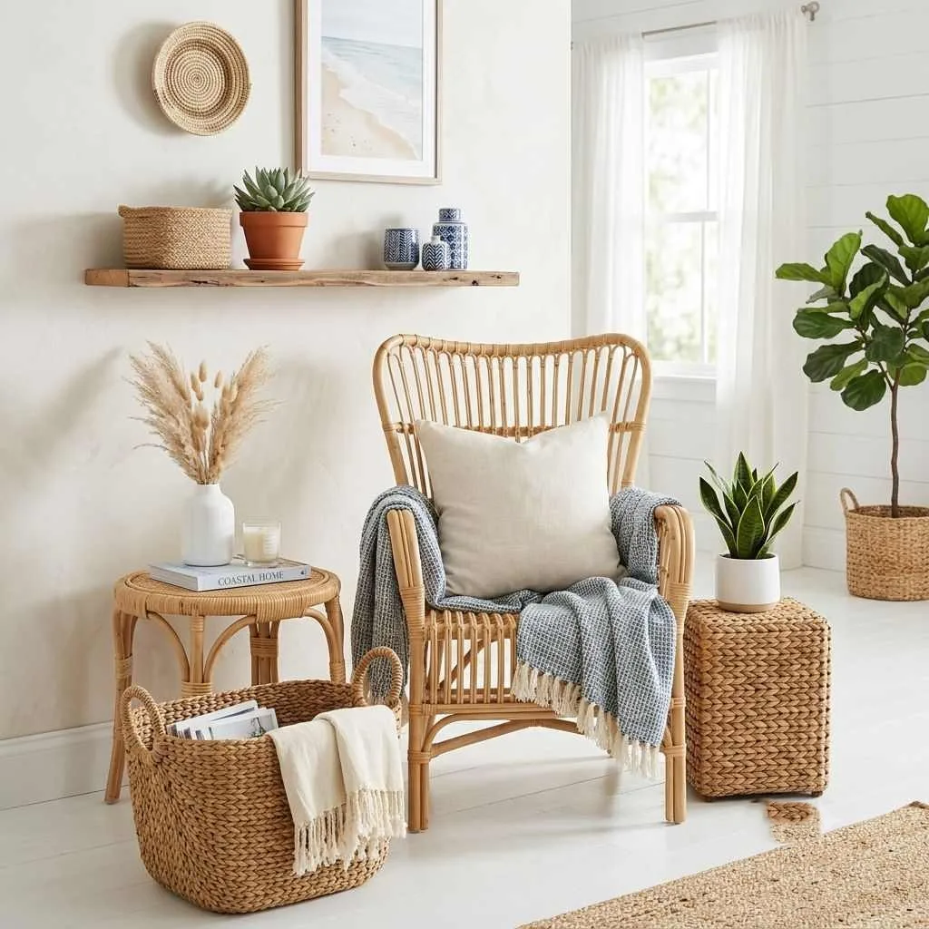 Use Woven and Rattan Furniture Accents