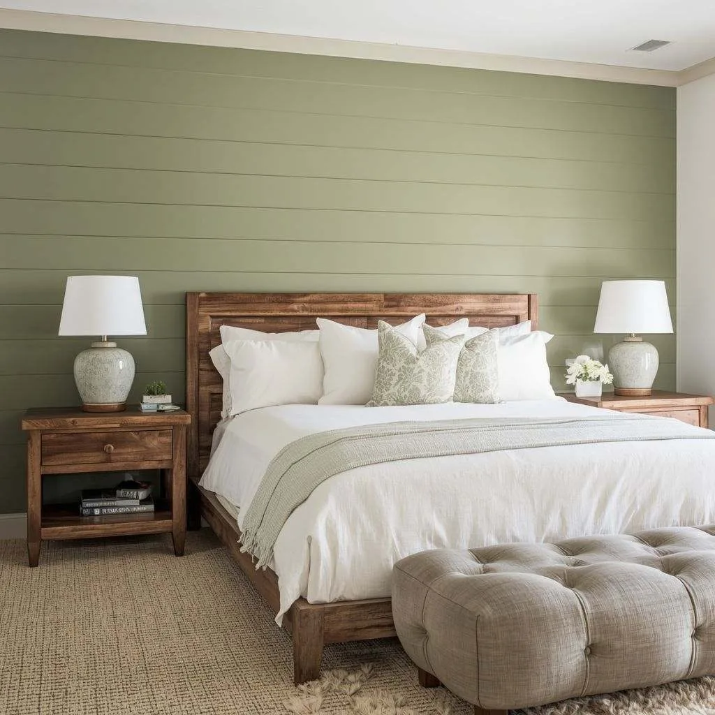 Sage Green Shiplap Accent Wall