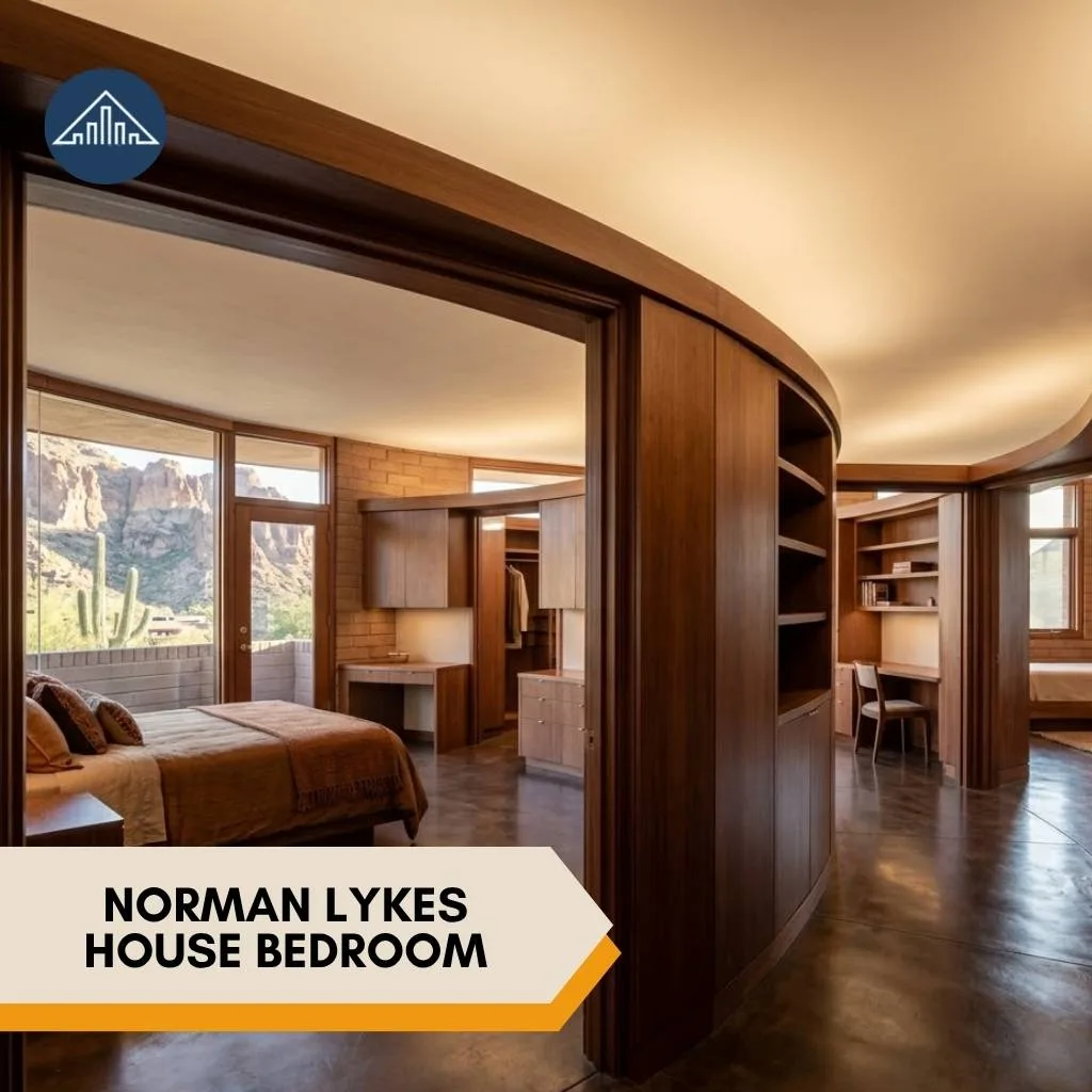 Norman Lykes House: Frank Lloyd Wright's $8.9 Million Phoenix, Arizona Mansion 4 Norman Lykes House bedroom
