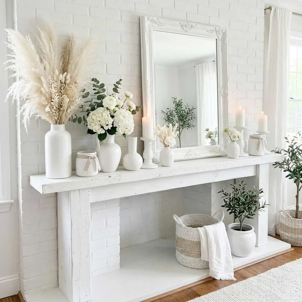 Try an All-White Monochromatic Summer Mantel