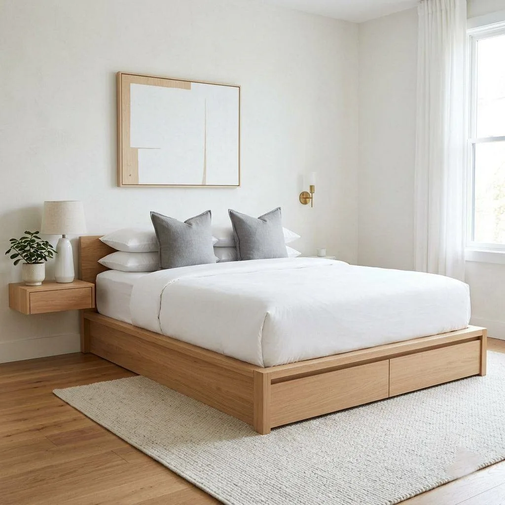 15 Minimalist Small Bedroom Ideas to Make Your Space Feel Bigger and Better 3 Choose a Low-Profile Platform Bed