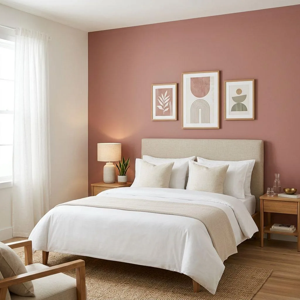 15 Pink Small Bedroom Ideas for Cozy Stylish Spaces 3 Dusty Rose Accent Wall