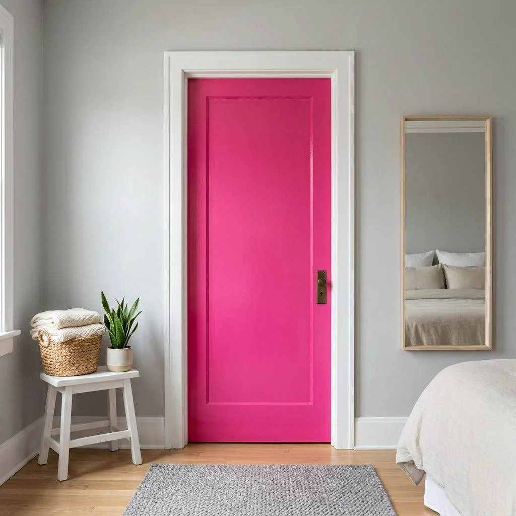 15 Pink Small Bedroom Ideas for Cozy Stylish Spaces 14 Hot Pink Statement Door