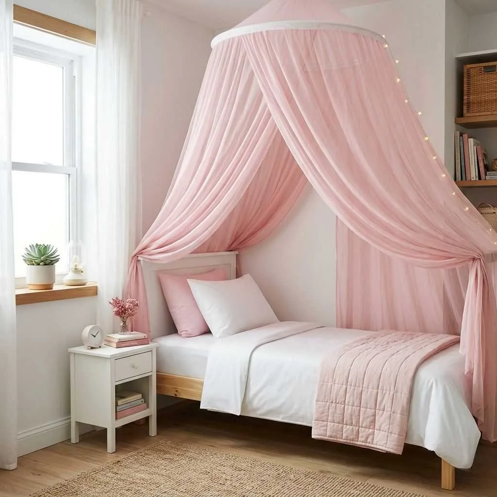 15 Pink Small Bedroom Ideas for Cozy Stylish Spaces 11 Pink Canopy Bed Nook