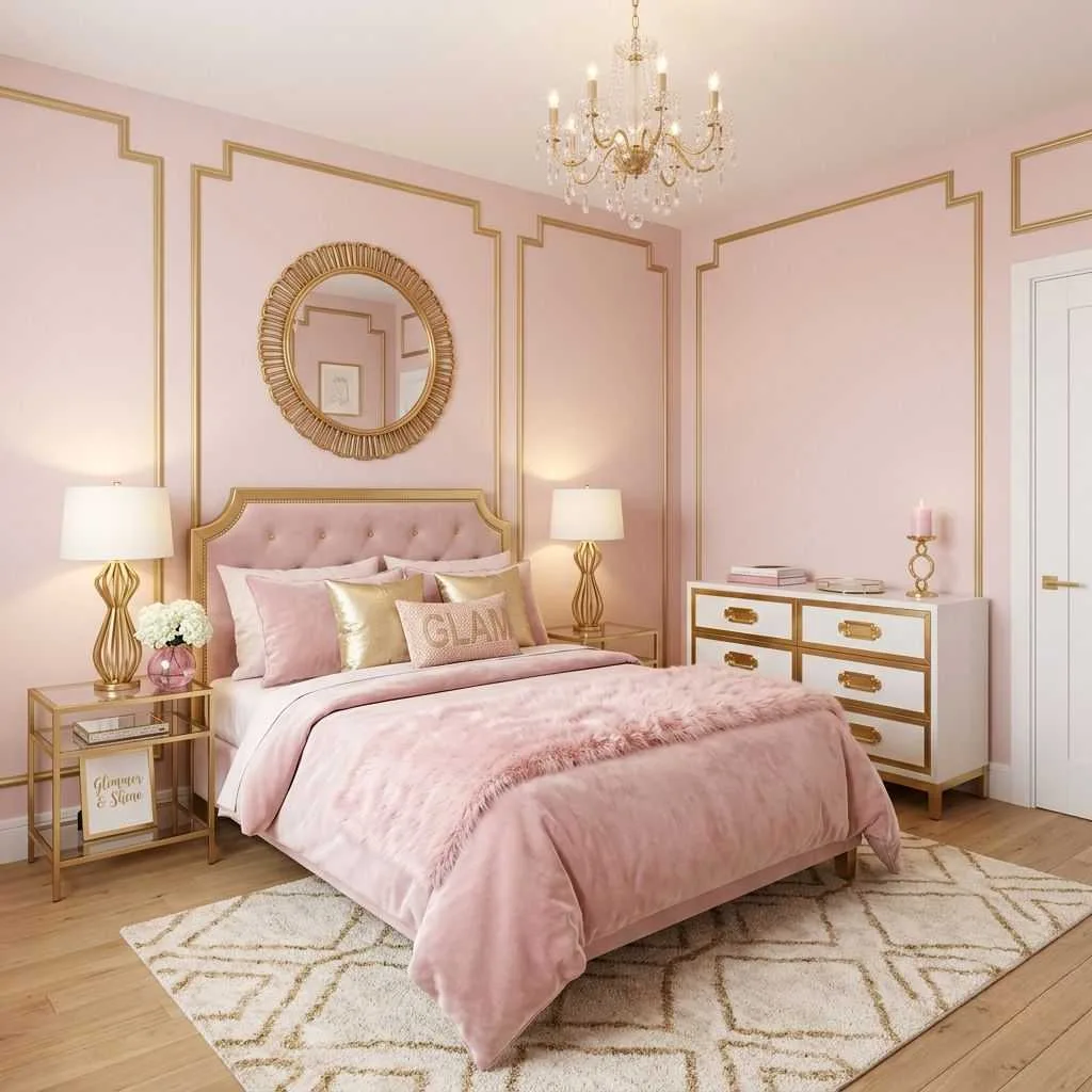 15 Pink Small Bedroom Ideas for Cozy Stylish Spaces 10 Pink and Gold Glam Bedroom