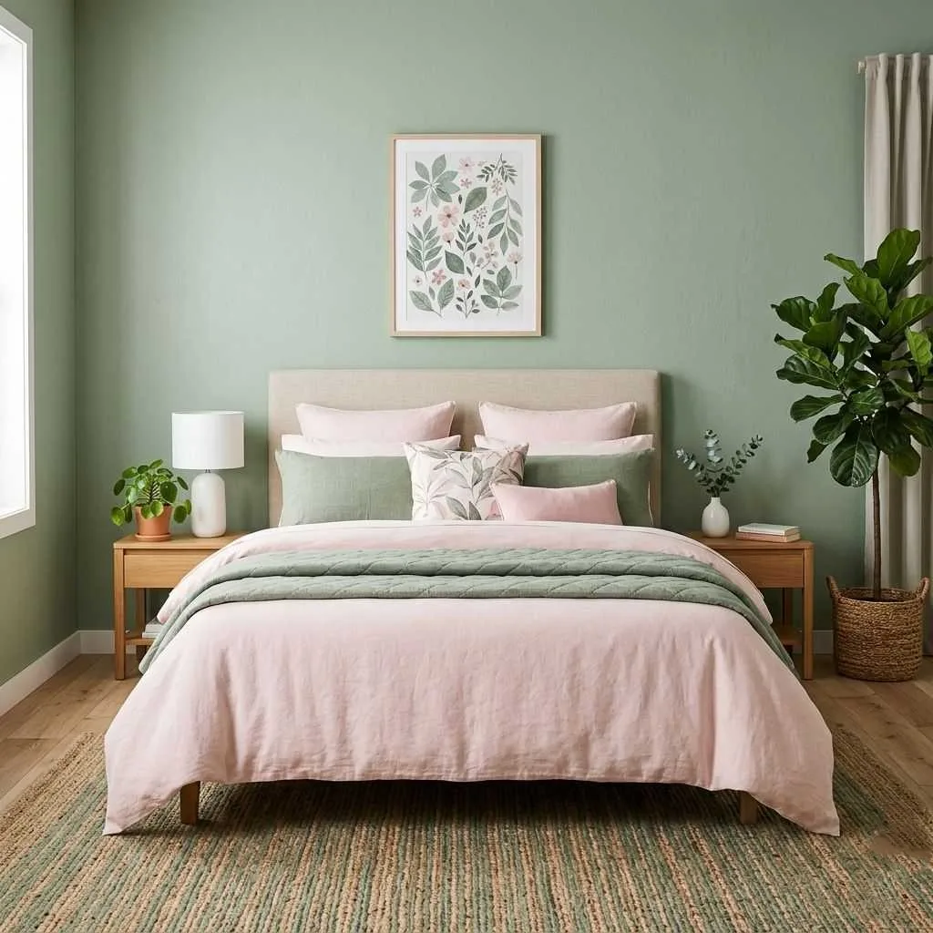 15 Pink Small Bedroom Ideas for Cozy Stylish Spaces 16 Pink and Sage Green Combo