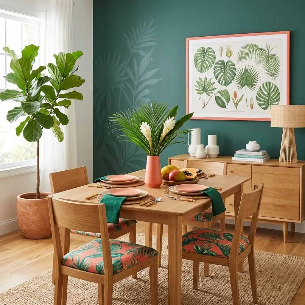 16 Summer Color Palette Interior Ideas 4 Tropical Coral and Lush Green