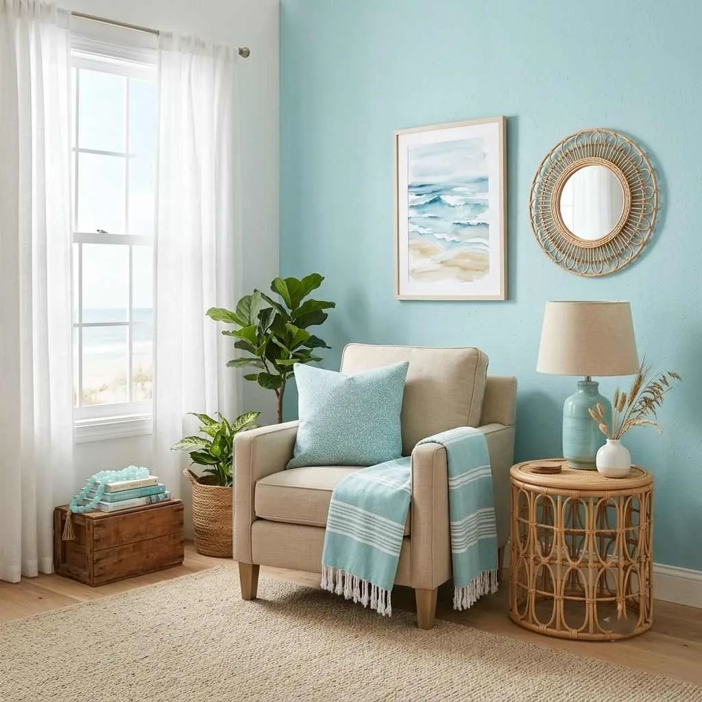 16 Summer Color Palette Interior Ideas 2 Coastal Aqua and Sandy Beige