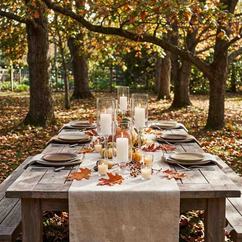 Rustic Wooden Table Under the Trees