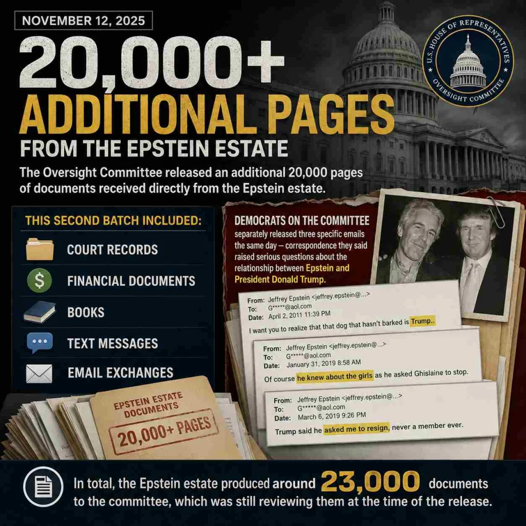 House Committee Releases New Epstein Documents: What Was Found and What Comes Next 4 House Committee Releases New Epstein Documents November 12, 2025 — 20,000+ Additional Pages from the Epstein Estate