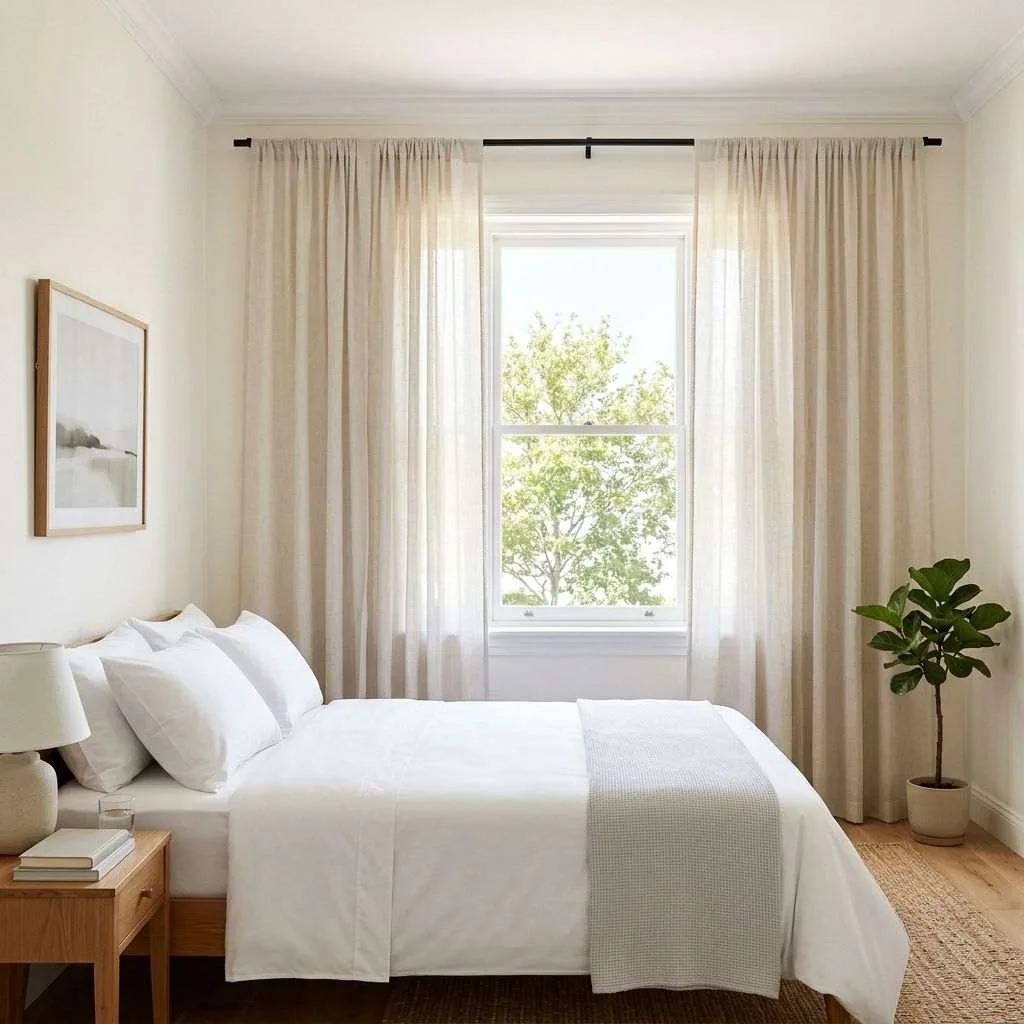 15 Very Small Guest Bedroom Ideas That Make Every Inch Count 12 Install Curtains High and Wide