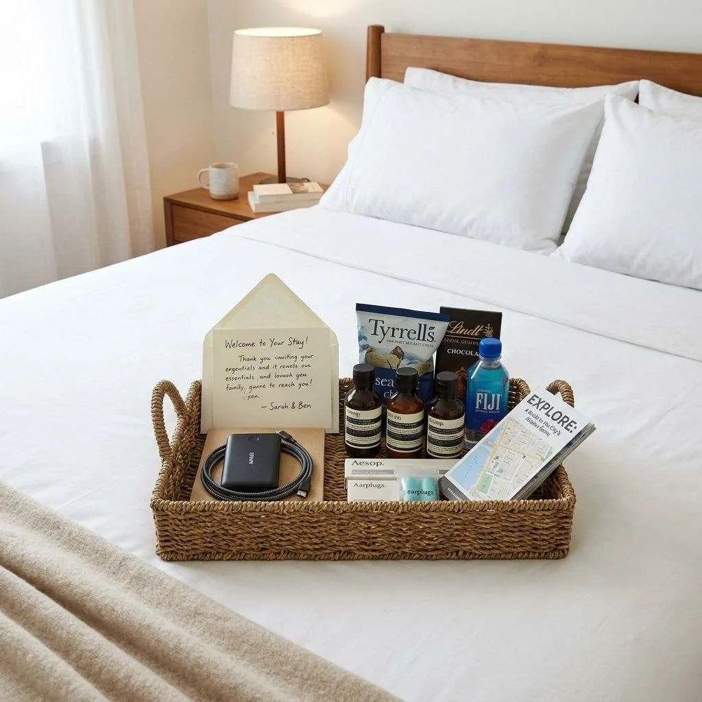 15 Very Small Guest Bedroom Ideas That Make Every Inch Count 16 Personalize With a "Hotel Basket" of Essentials