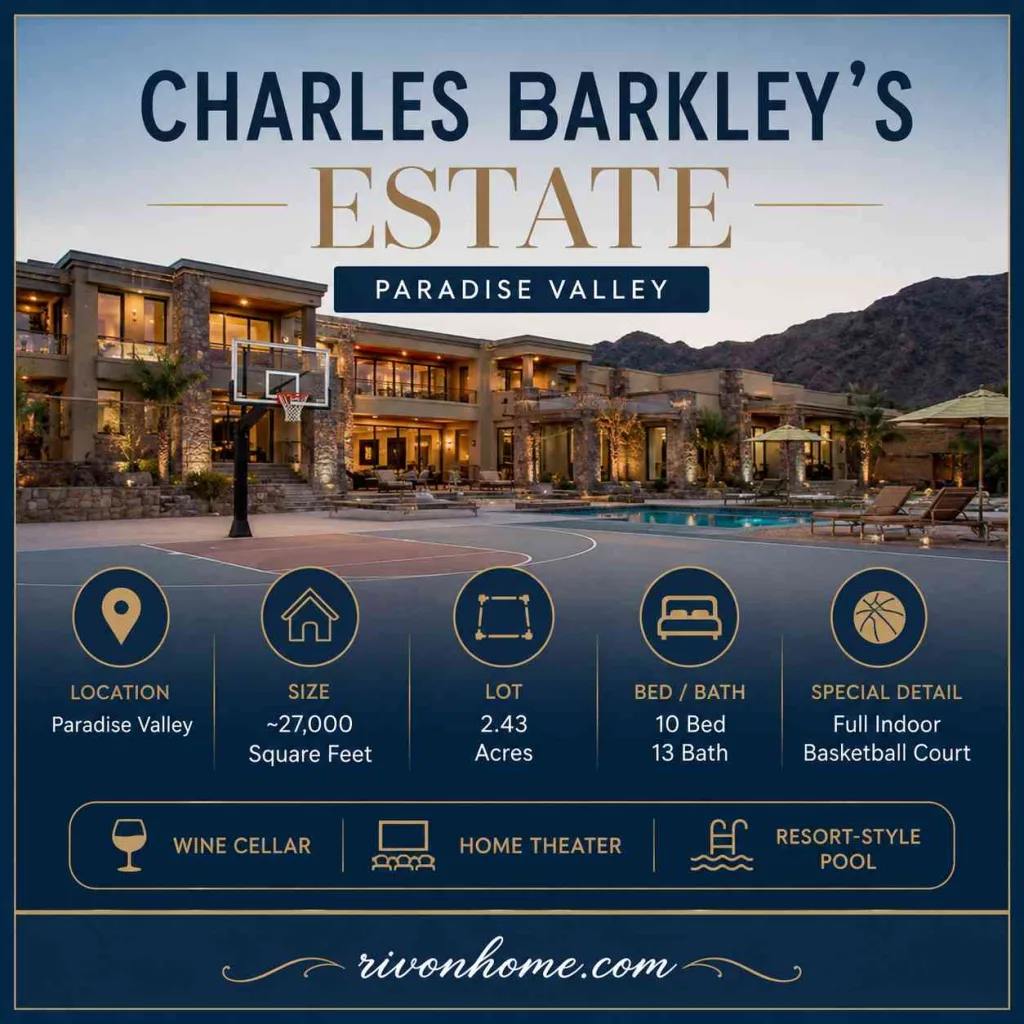 The Biggest House in Arizona: 8 Massive Mansions That Define Desert Luxury 4 7 Biggest House in Arizona Charles Barkley's Estate — Paradise Valley