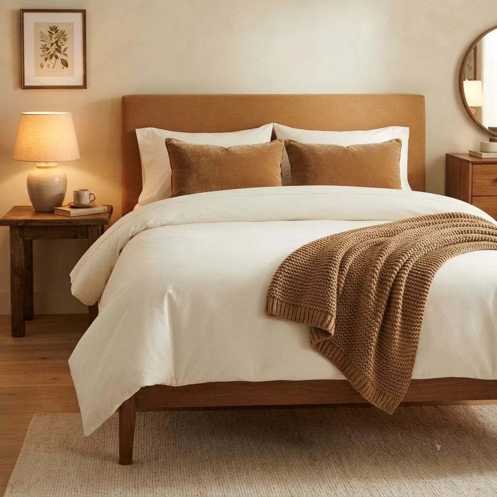 15 Dorm Bedding Color Schemes Ideas 14 Warm Caramel and Ivory