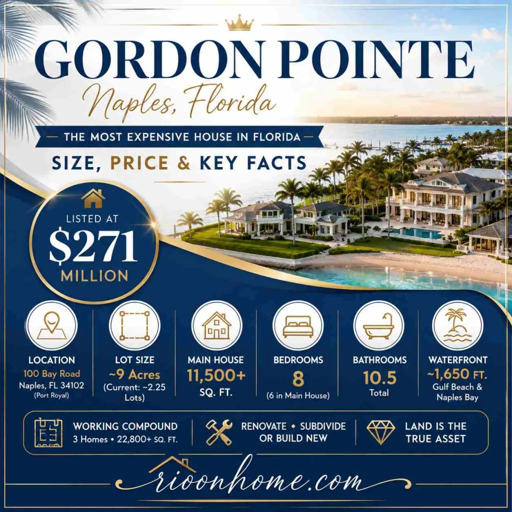 Most Expensive House in Florida 1. Gordon Pointe: Size, Price, and Key Facts