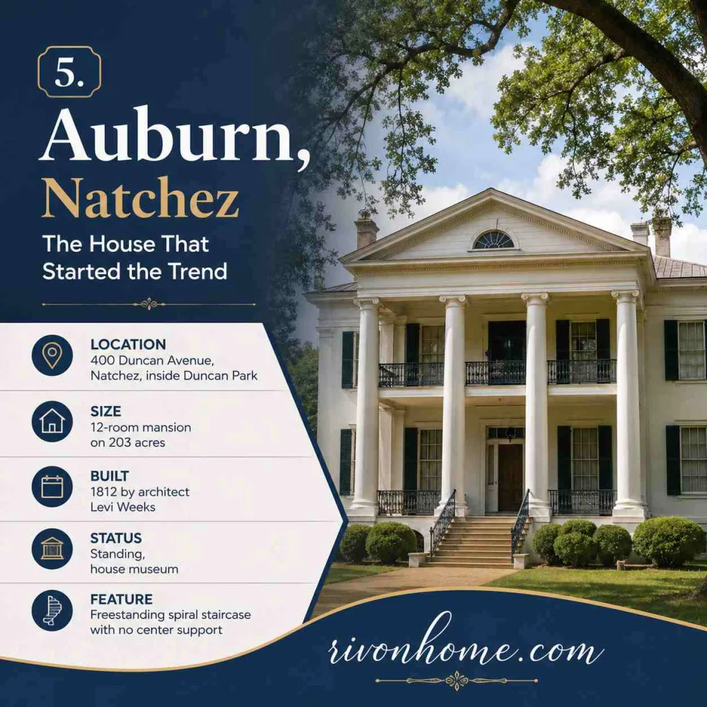 Largest House in Mississippi 5. Auburn, Natchez — The House That Started the Trend