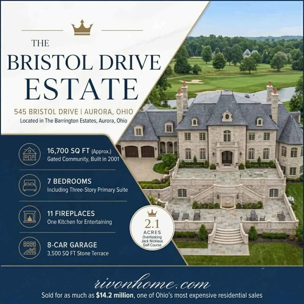 Biggest House in Ohio: 8 Grand Estates Worth Knowing 8 Biggest House in Ohio 7. 545 Bristol Drive — Aurora, Ohio (about 16,700 sq ft)