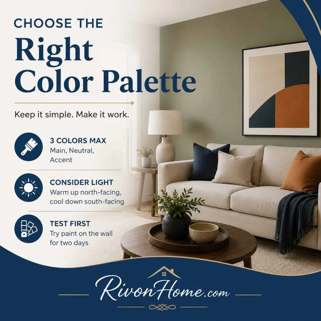 Interior Decoration Tips Choose a Color Palette That Works With the Space