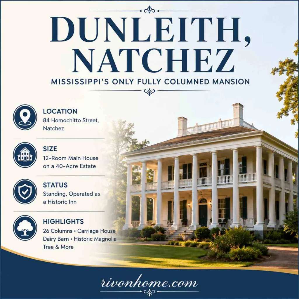 Largest House in Mississippi 4. Dunleith, Natchez — Mississippi's Only Fully Columned Mansion