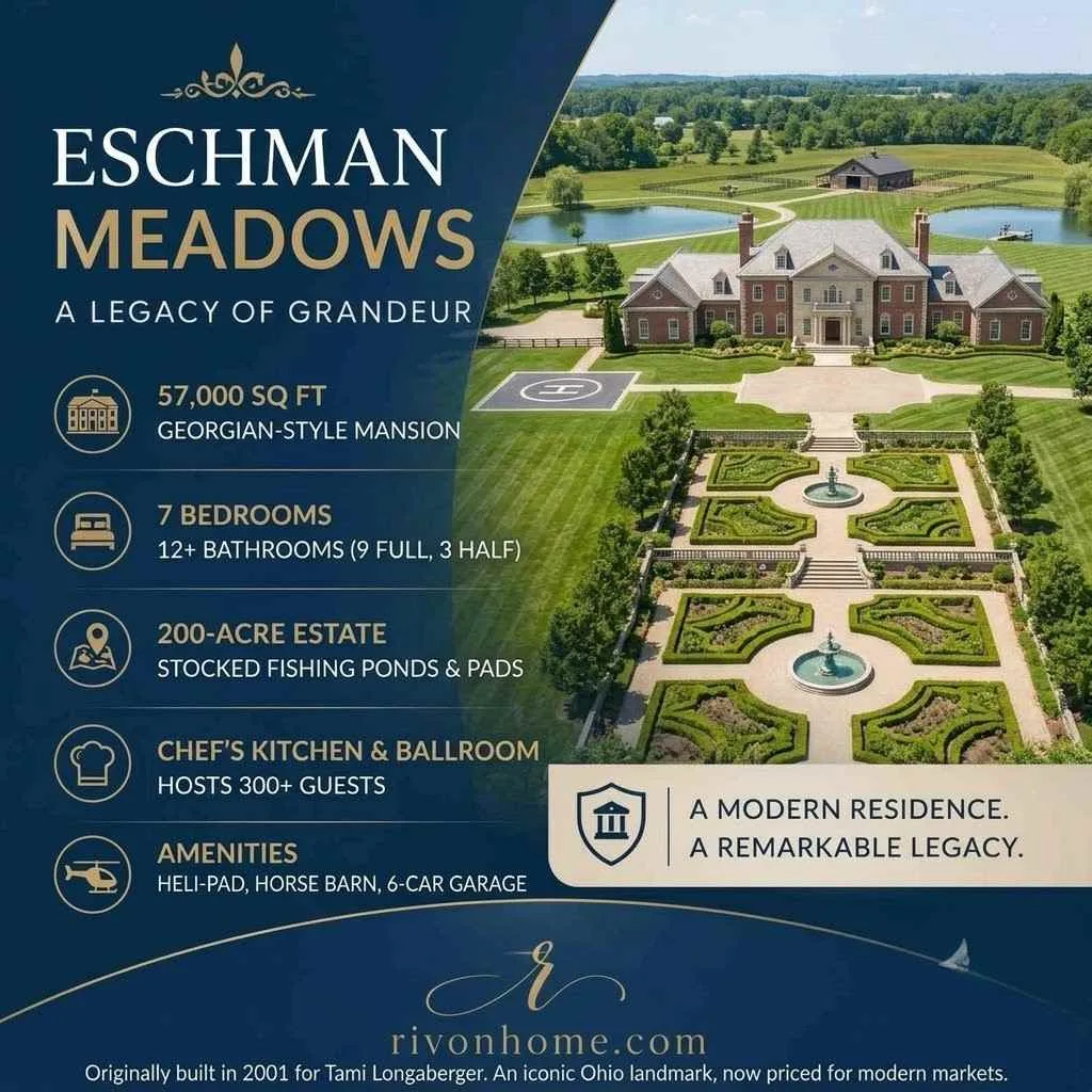 Biggest House in Ohio: 8 Grand Estates Worth Knowing 4 Biggest House in Ohio 3. Eschman Meadows — Nashport, Ohio (57,000 sq ft)