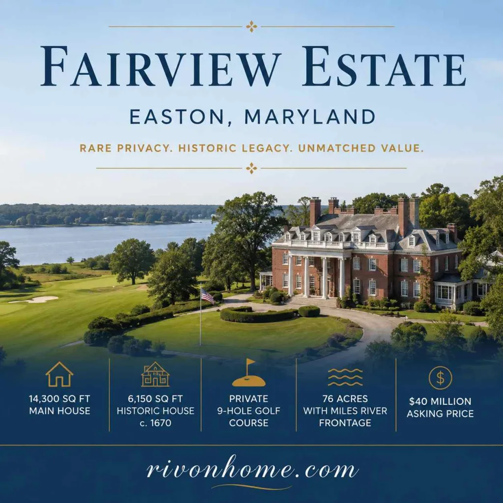 The Largest House in Maryland: Top 5 Massive Estates 6 Largest House in Maryland
5. Fairview Estate, Easton — 14,300 Sq Ft Main House