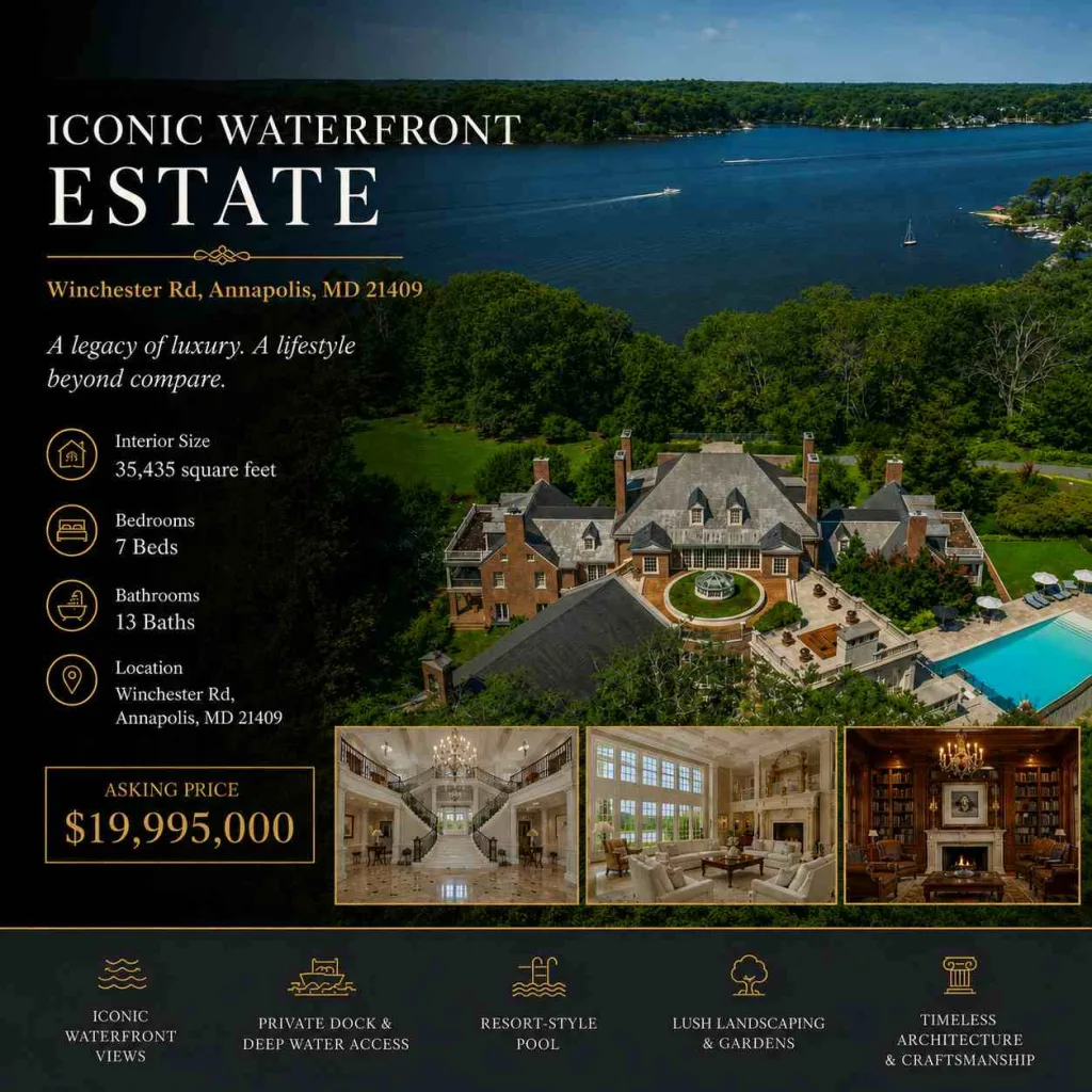 The Largest House in Maryland: Top 5 Massive Estates 4 Largest House in Maryland
3. 1604 Winchester Rd, Annapolis — 35,435 Sq Ft
