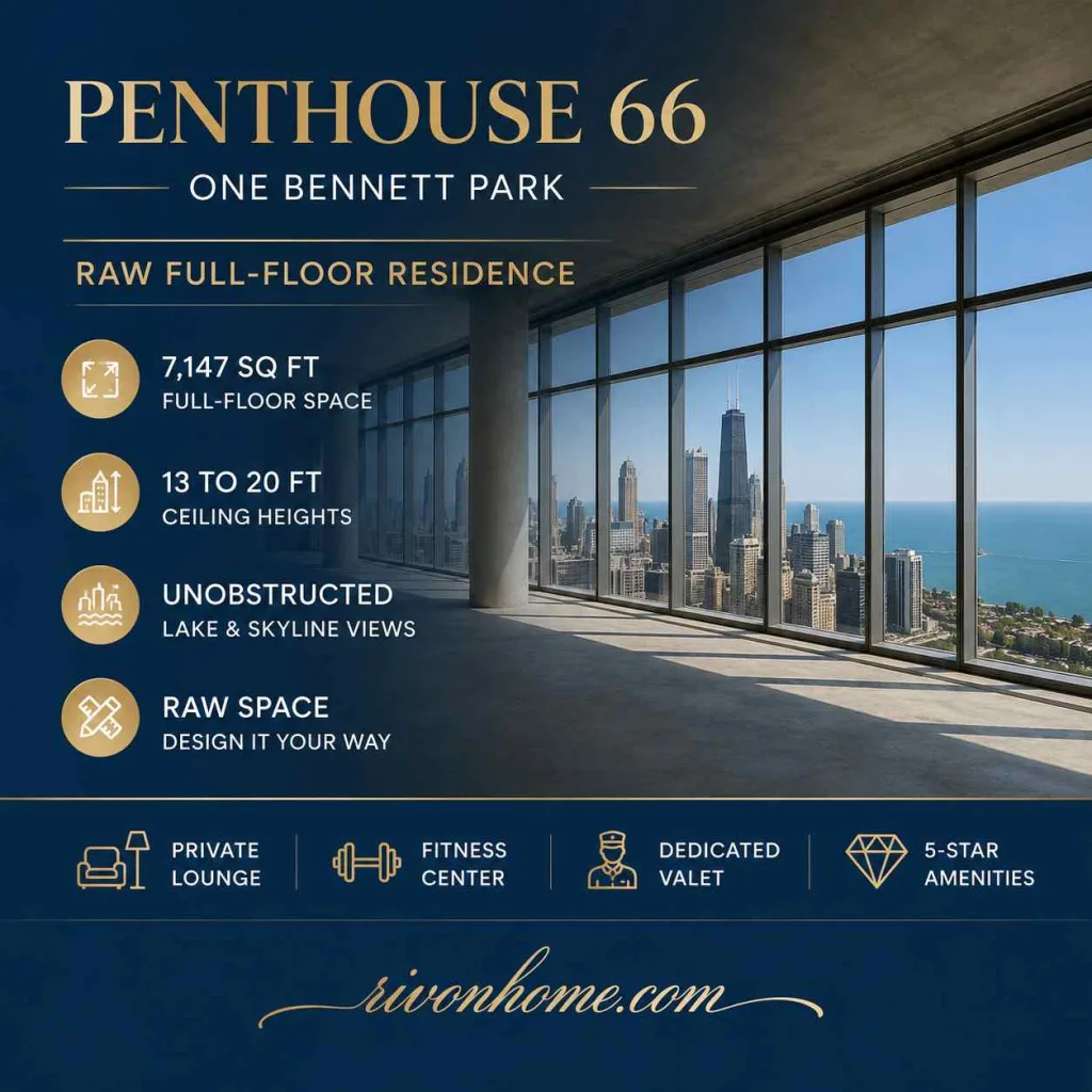 Most Expensive House in Chicago 5. Penthouse 66, One Bennett Park — Raw Full-Floor Residence