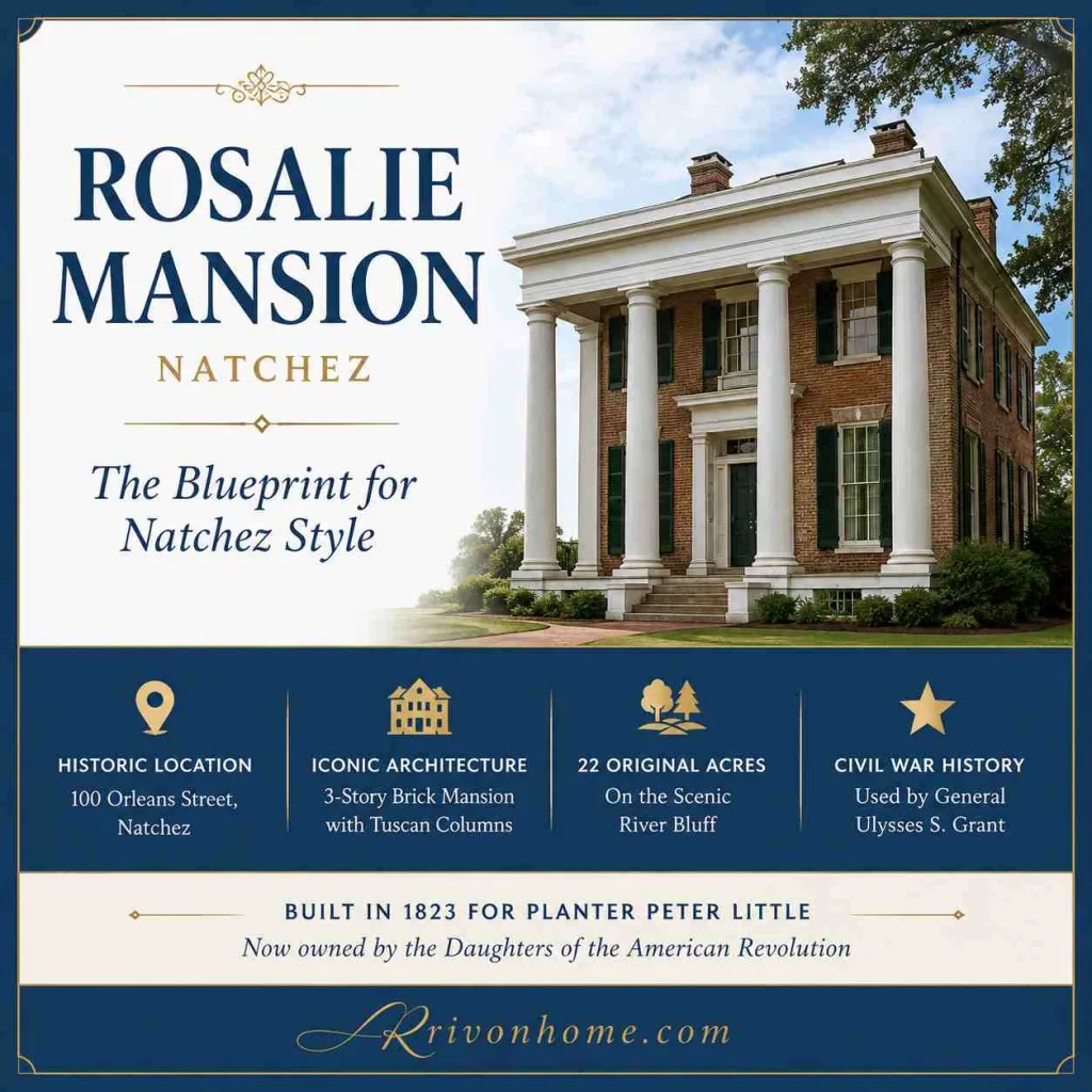 Largest House in Mississippi 6. Rosalie Mansion, Natchez — The Blueprint for Natchez Style