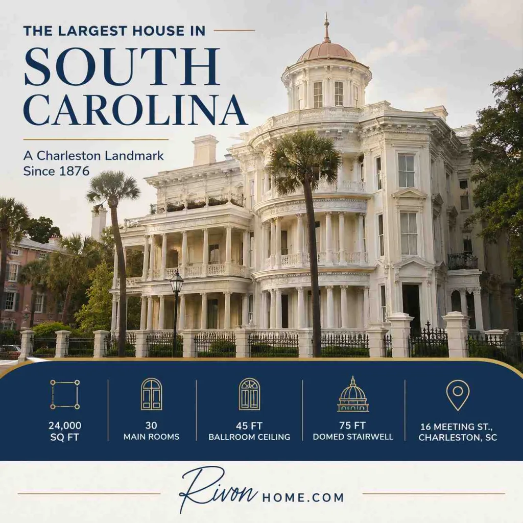 The Largest House in South Carolina: 4 Biggest Mansions You Should Know 2 Largest House in South Carolina 1. Williams Mansion (Calhoun Mansion) — Charleston