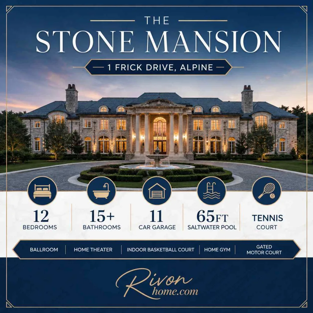 largest houses in New Jersey 5. The Stone Mansion — 1 Frick Drive, Alpine (30,000 sq ft)