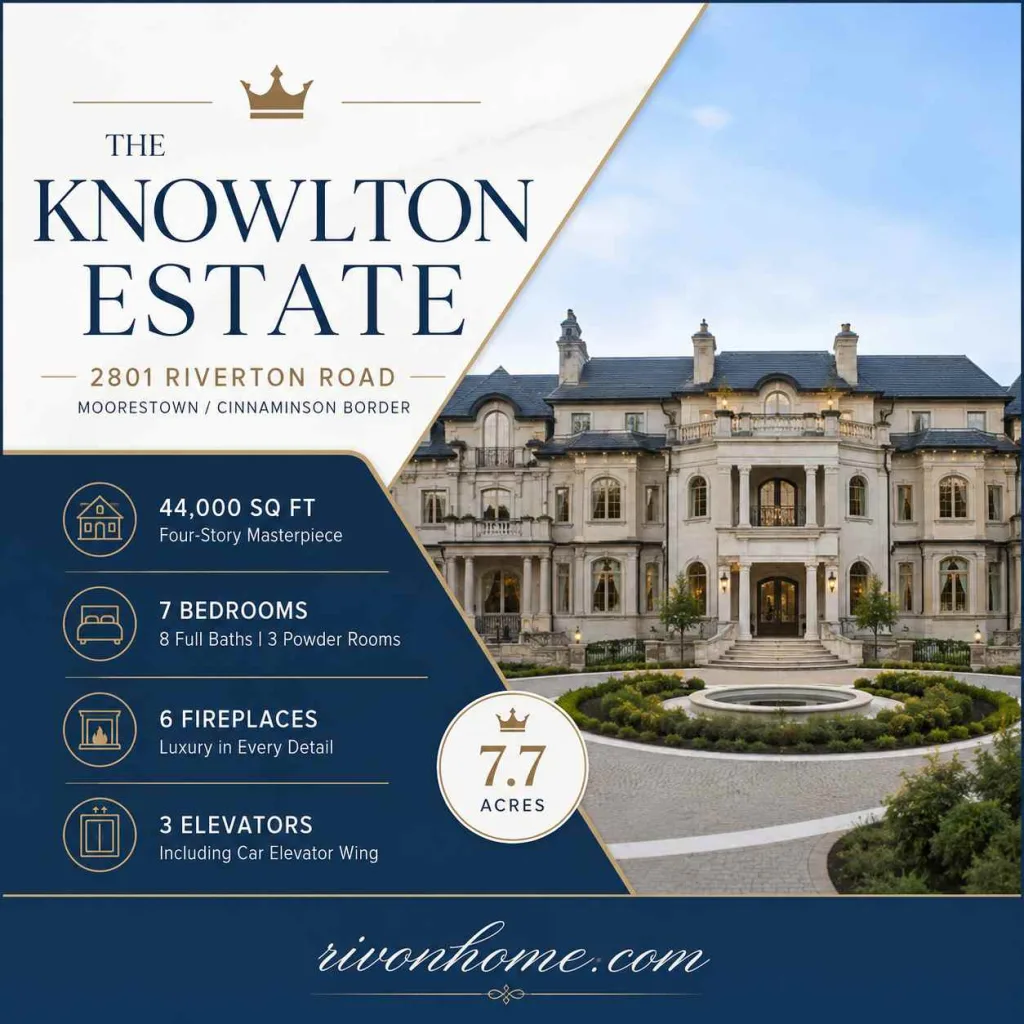 largest houses in New Jersey 4. The Knowlton Estate — 2801 Riverton Road, Moorestown/Cinnaminson Border (44,000 sq ft)