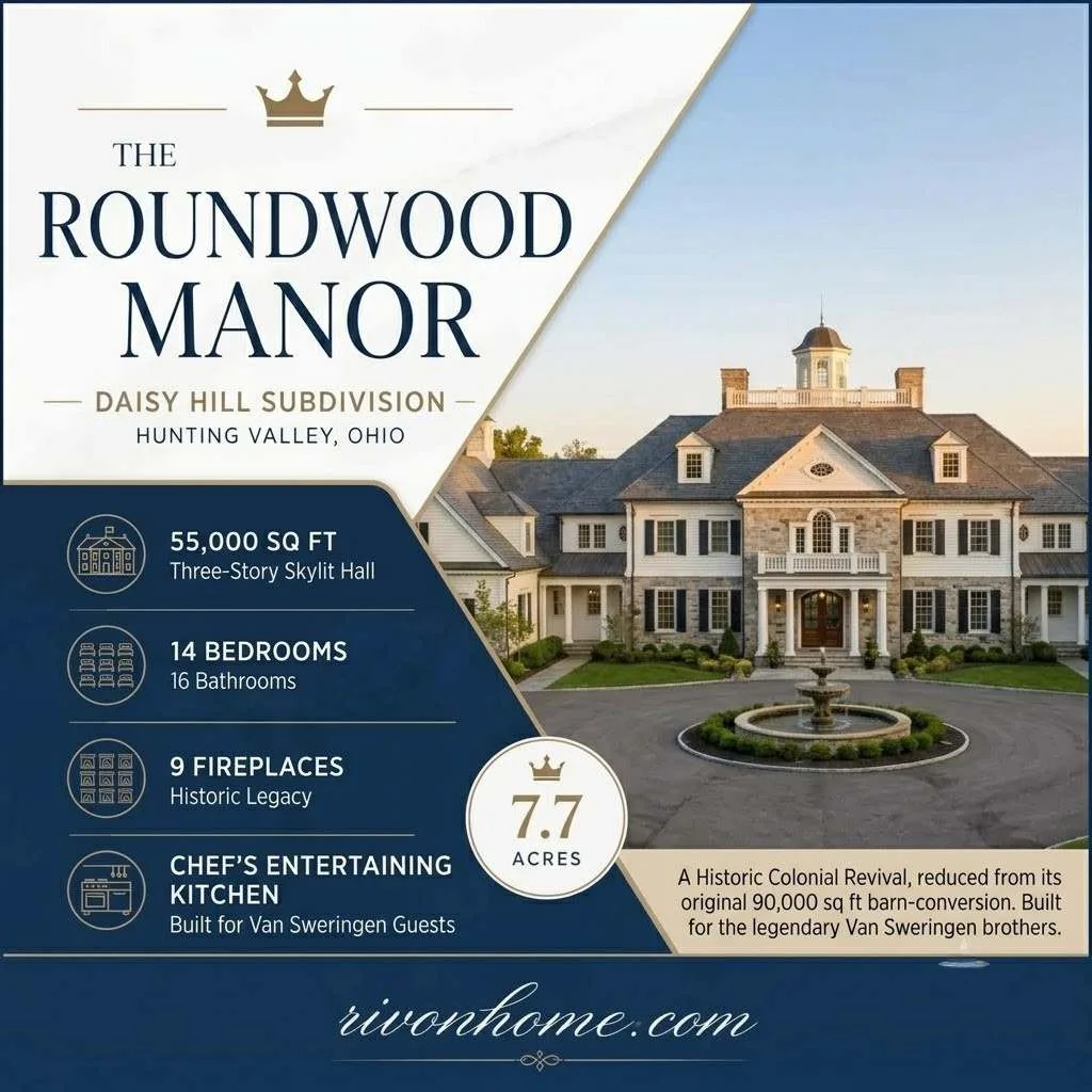 Biggest House in Ohio: 8 Grand Estates Worth Knowing 5 Biggest House in Ohio 4. Roundwood Manor — Hunting Valley, Ohio (55,000 sq ft)