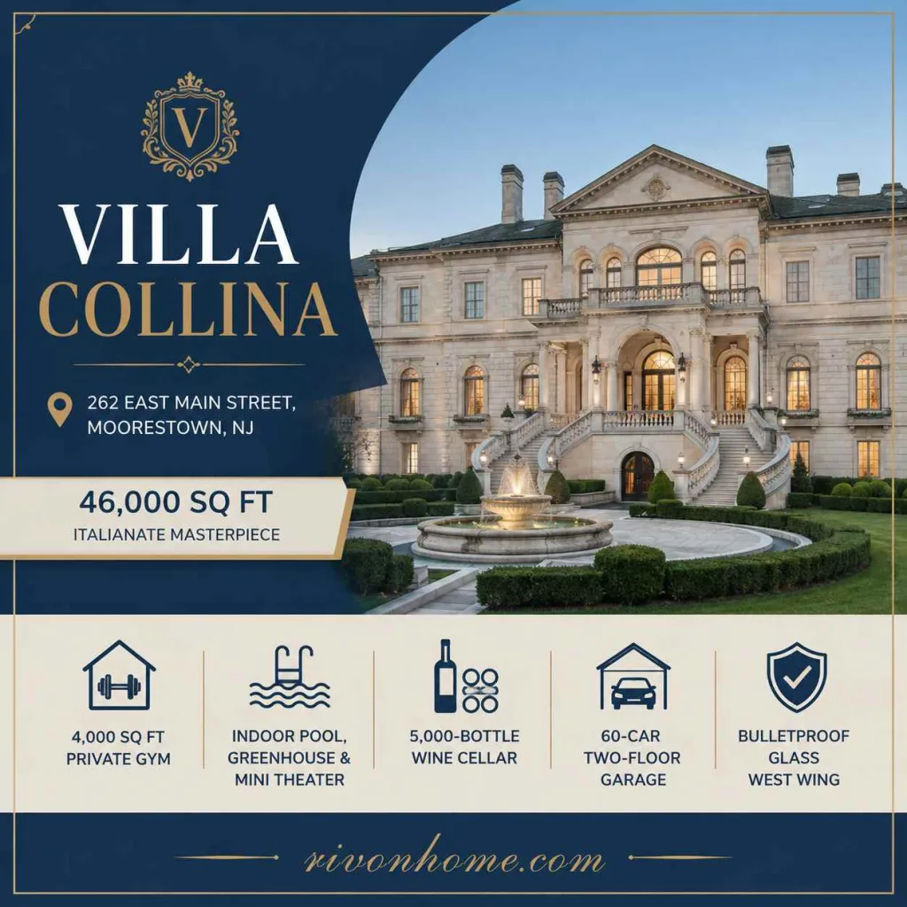 largest houses in New Jersey 1. Villa Collina — 262 East Main Street, Moorestown (46,000 sq ft)