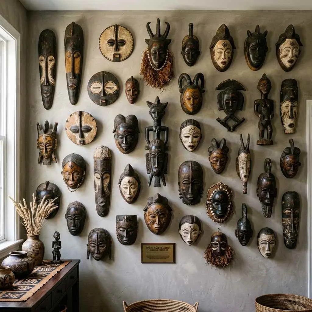 A Gallery Wall of African Masks