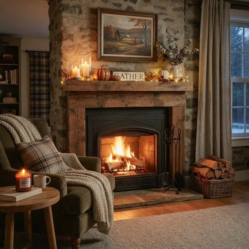 14. Add a Wood-Burning or Faux Fireplace