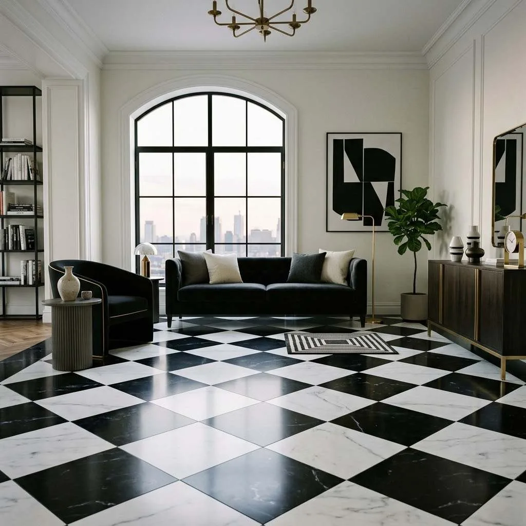 7. Bold Black and White Checkerboard Patterns