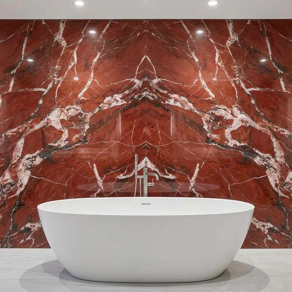 10. Bookmatched Red Marble Panels