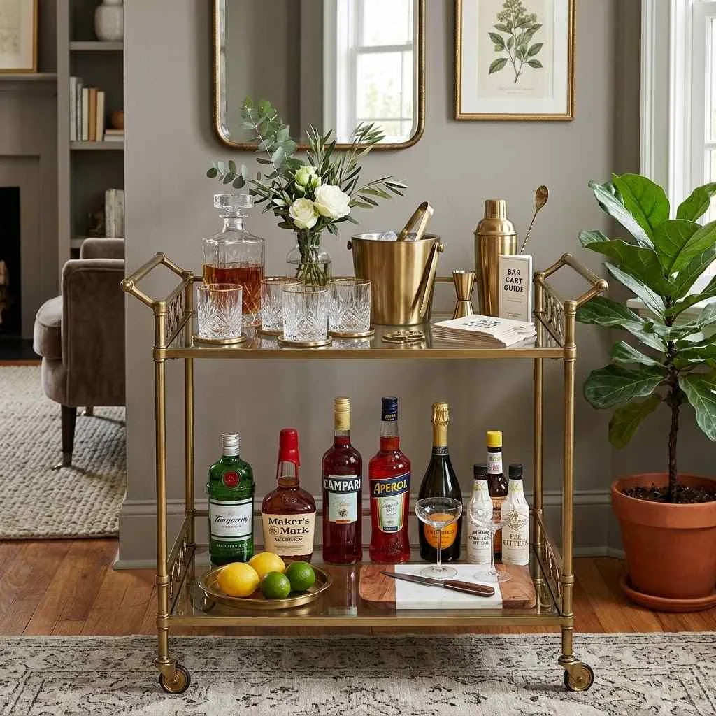 Brass Bar Cart Styling
