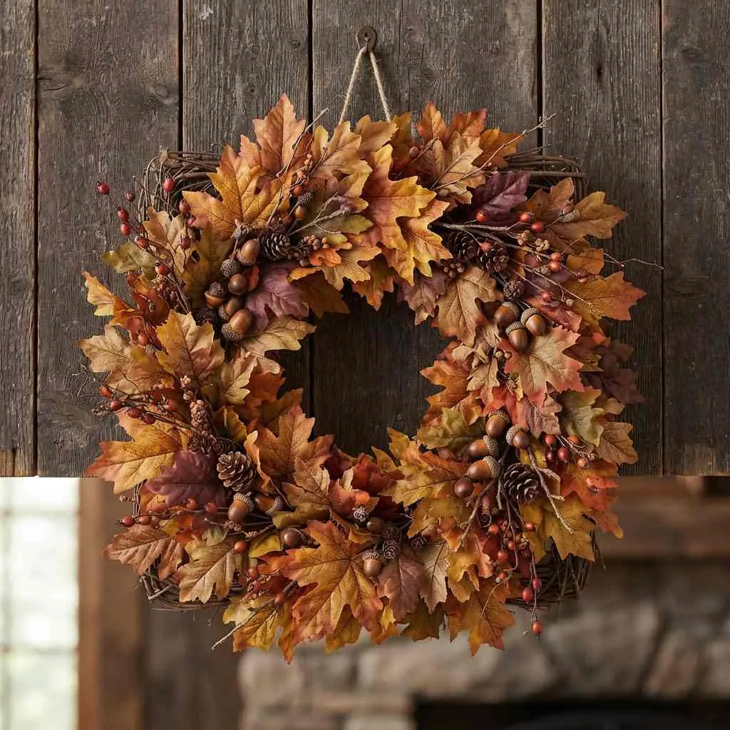 15 Fall Wreath Ideas to Welcome the Season in Style 2 Classic Autumn Leaves Wreath