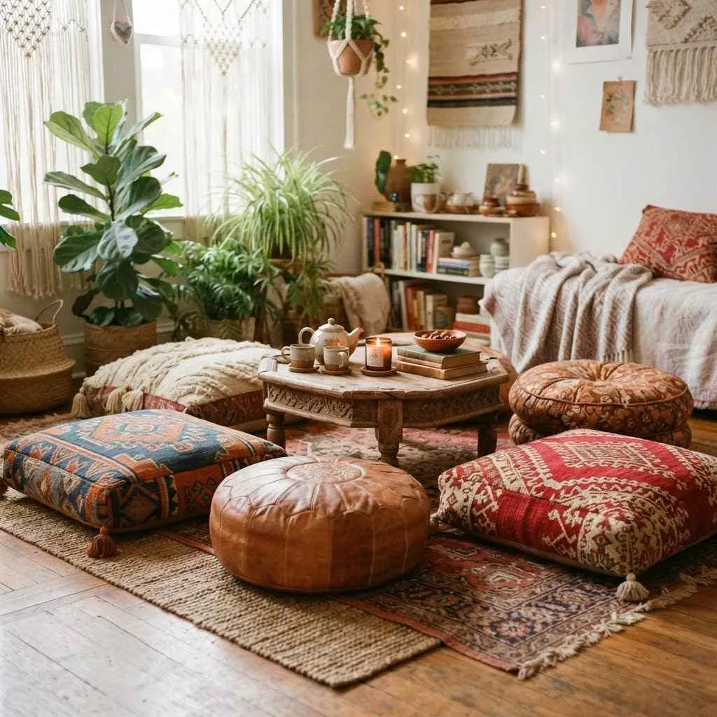 Floor Cushions and Poufs for Lounge Vibes