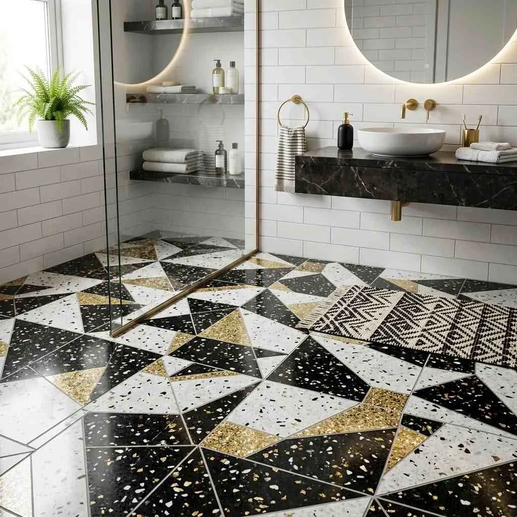 2. Geometric Terrazzo Flooring