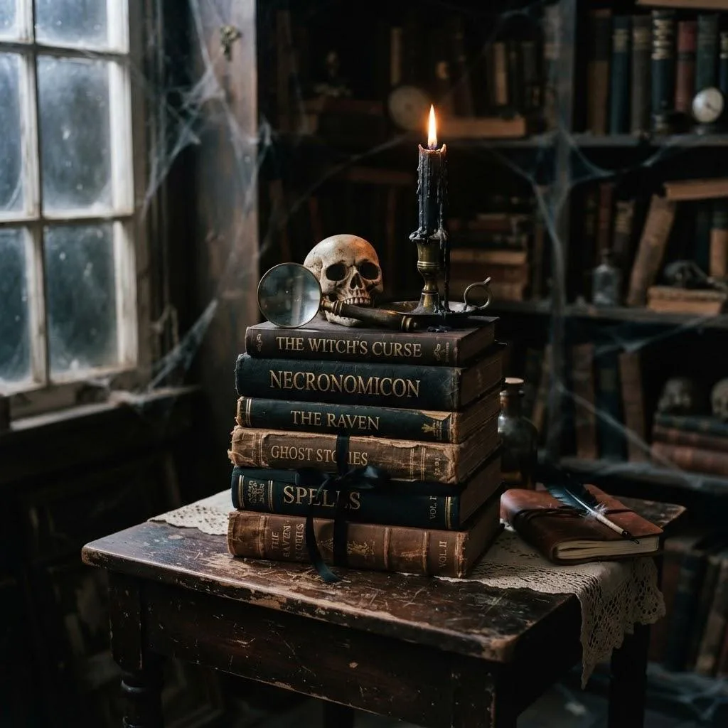 15 Halloween Decor Ideas for 2026 6 Haunted Library Book Stack