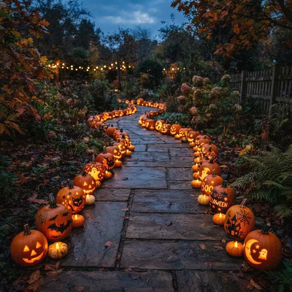 15 Halloween Decor Ideas for 2026 12 Illuminated Pumpkin Path