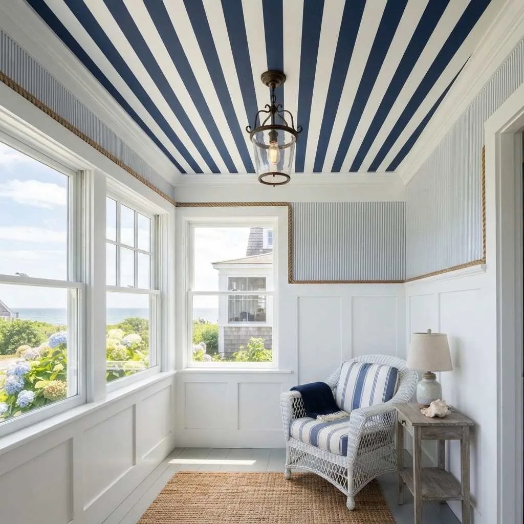Nautical Blue and White Stripes