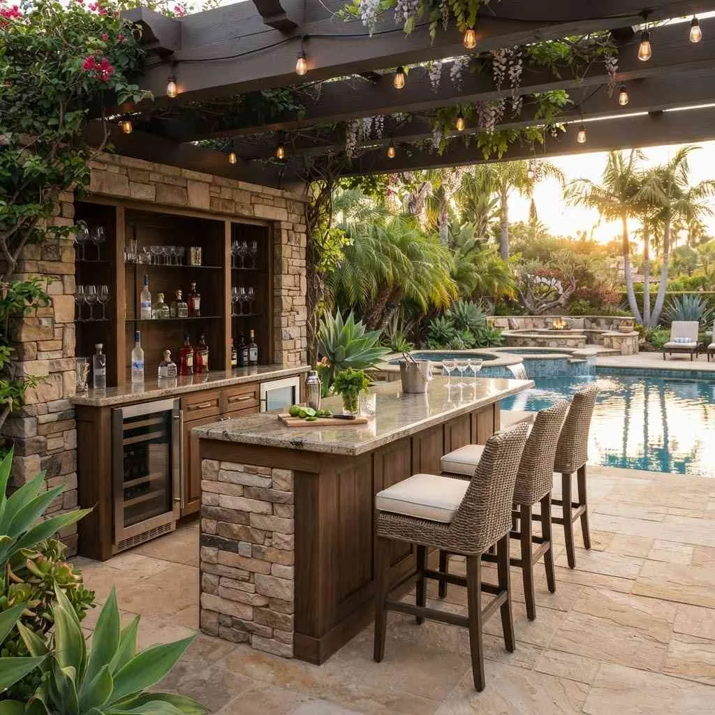 15 Luxury Backyard Design Ideas That'll Make Your Neighbors Jealous 12 Outdoor Bar with Seating