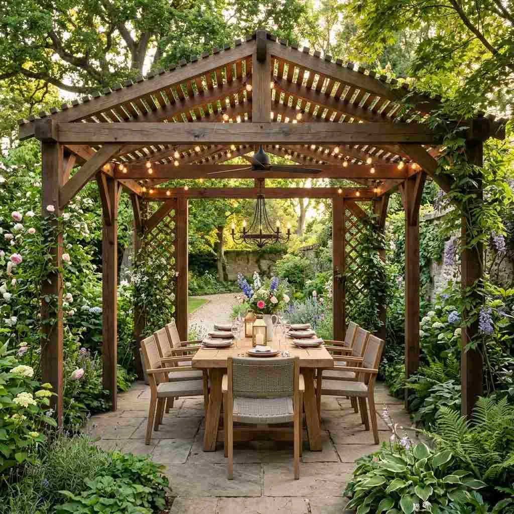 14 Outdoor Living Space Ideas That'll Make You Want to Move Outside 8 Outdoor Dining Pavilion compressed