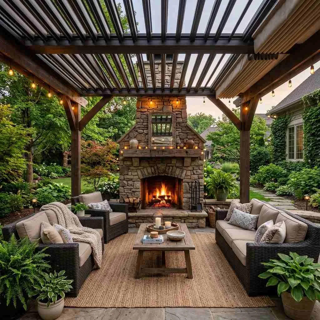 15 Luxury Backyard Design Ideas That'll Make Your Neighbors Jealous 15 Outdoor Living Room with Fireplace